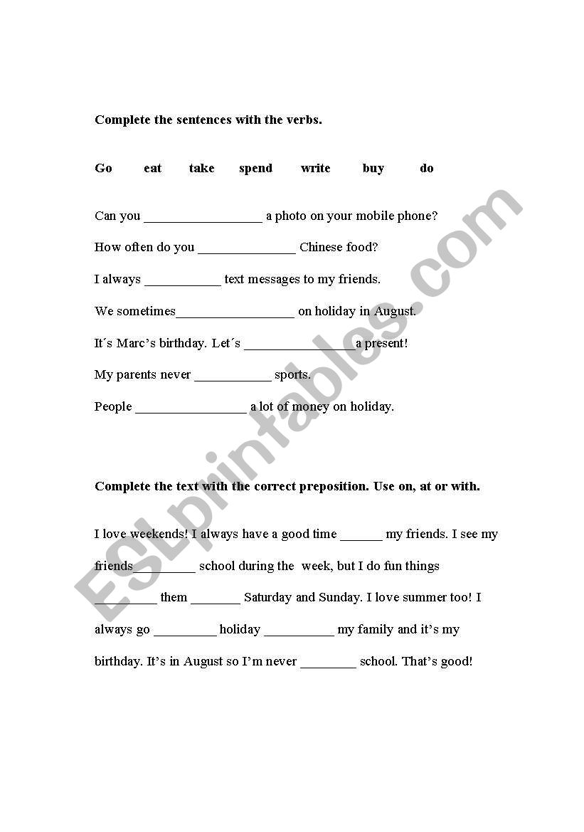 Present simple  worksheet