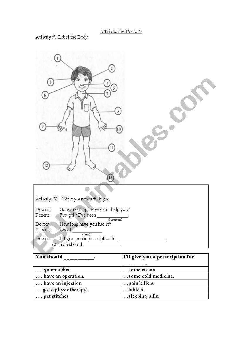 Doctors Lesson worksheet