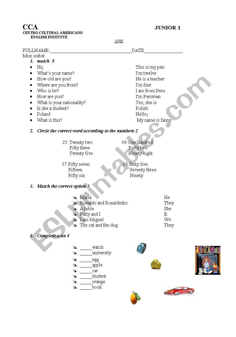 the verb to be worksheet