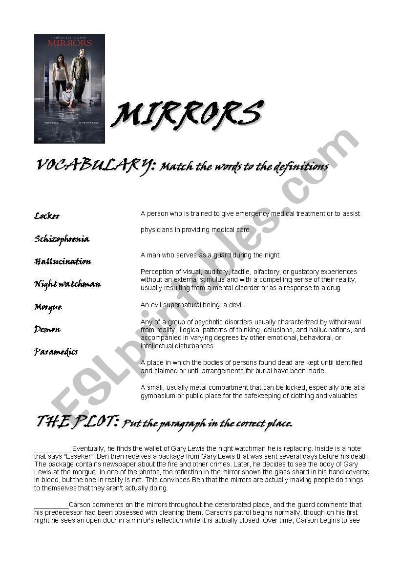 MIRRORS- worksheet