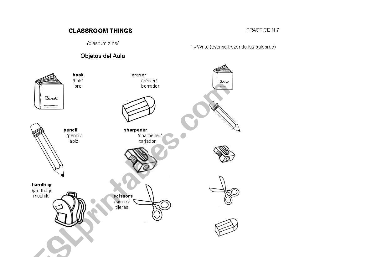 CLASSROOM THINGS worksheet