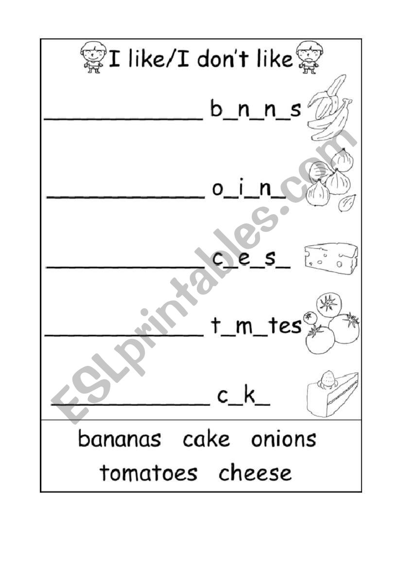 I like / I dont like worksheet