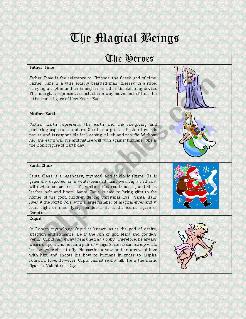 The Magical Beings part 1 ( Father Time, Mother Earth, Santa, Cupid)