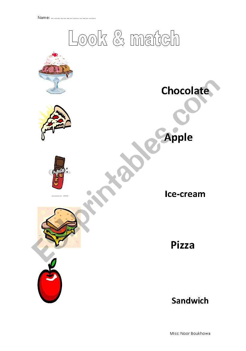 look and match worksheet