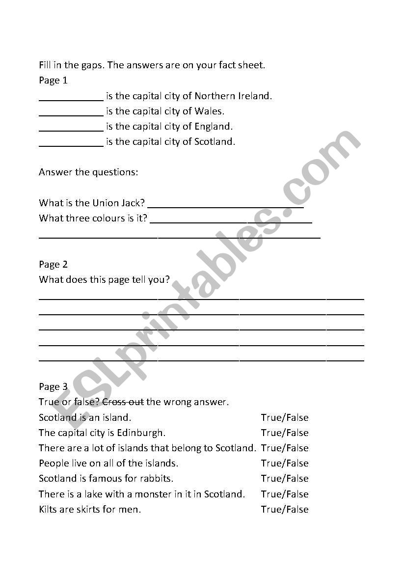 Worksheet for uk facts worksheet