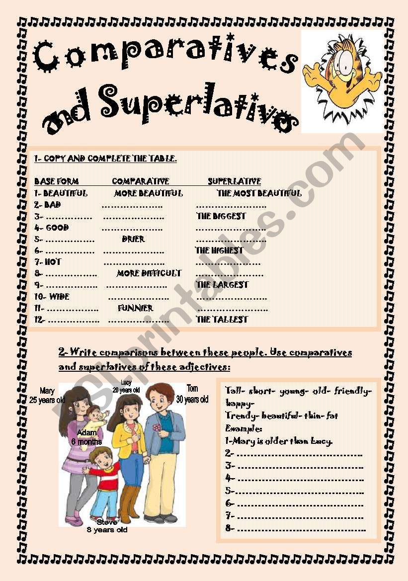 Comparatives and superlatives worksheet