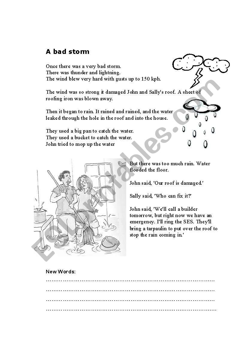 A Bad Storm ESL Worksheet By Apodo