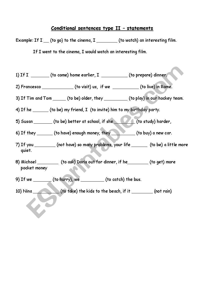 Conditional  Sentences type II