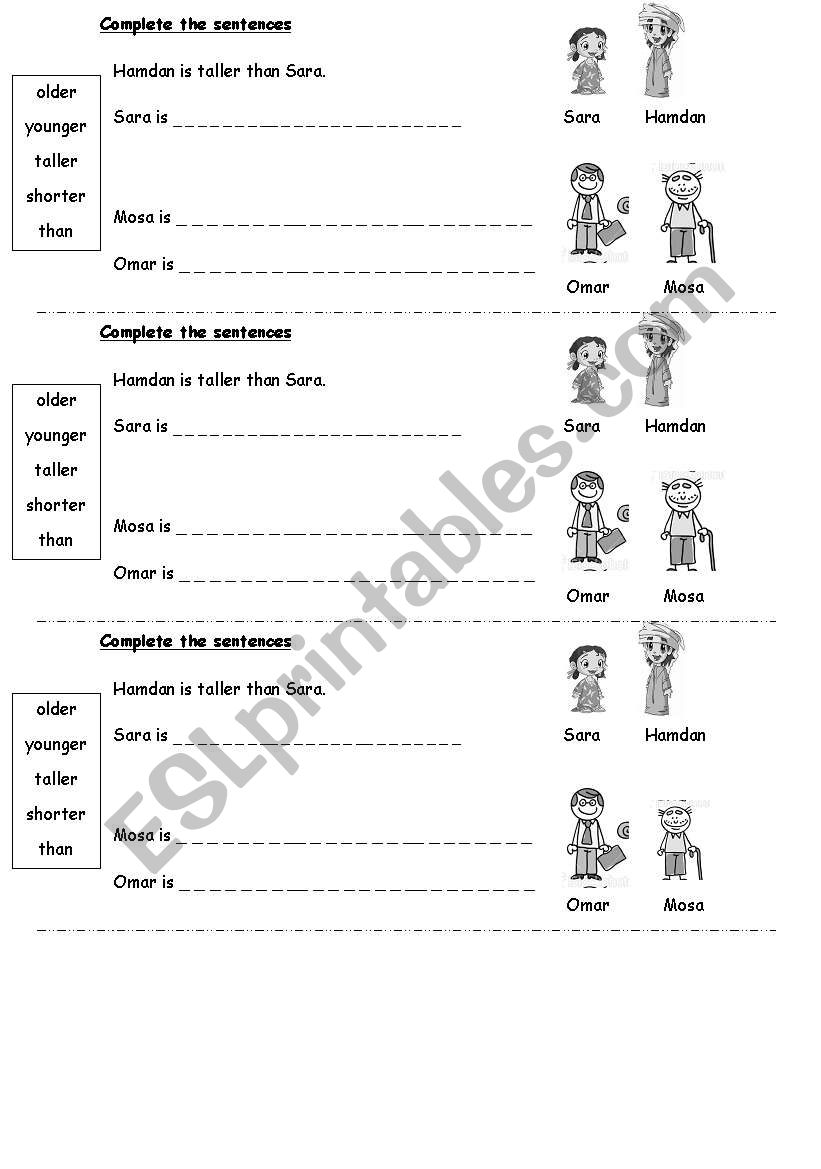 comparative adjectives worksheet