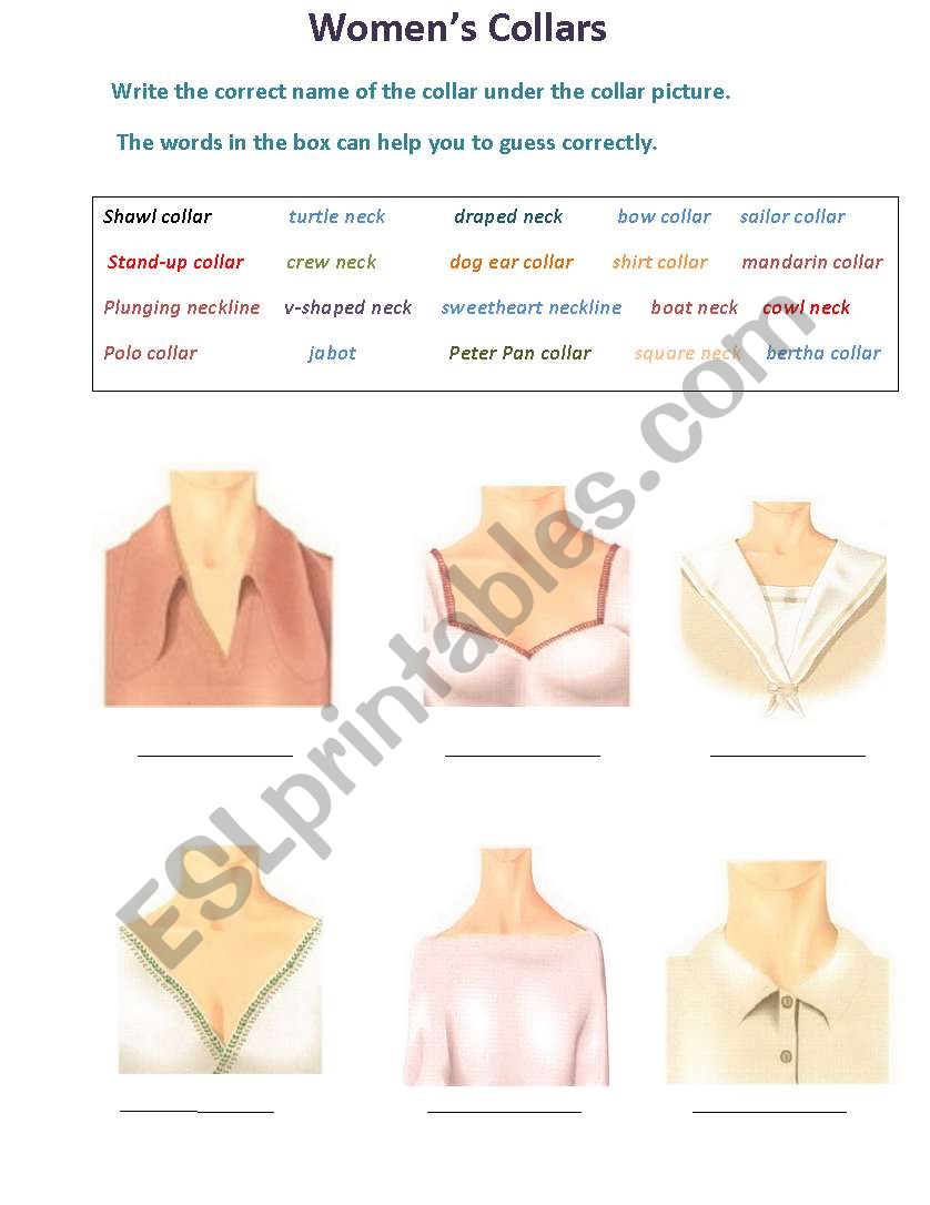 Women´s Collar - ESL worksheet by varahrami