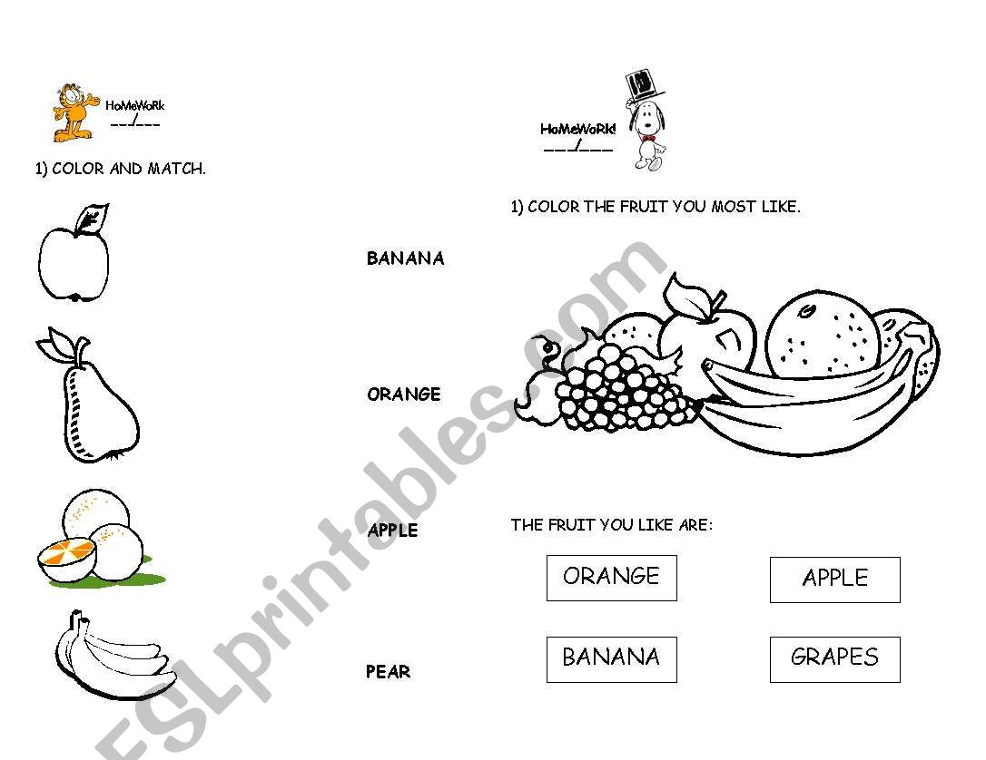 Fruit worksheet