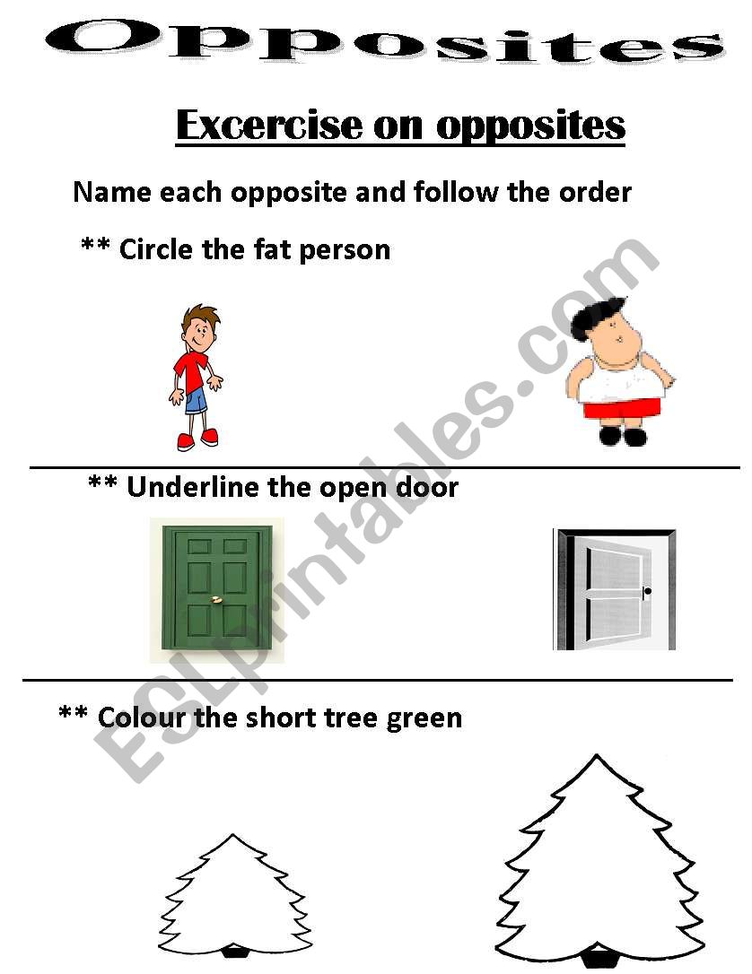 Opposite worksheet worksheet