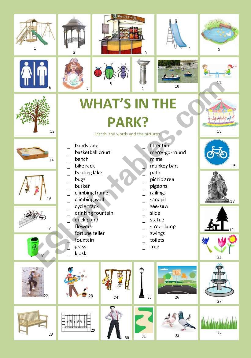 What´s In The Park? - Esl Worksheet By Raquelb