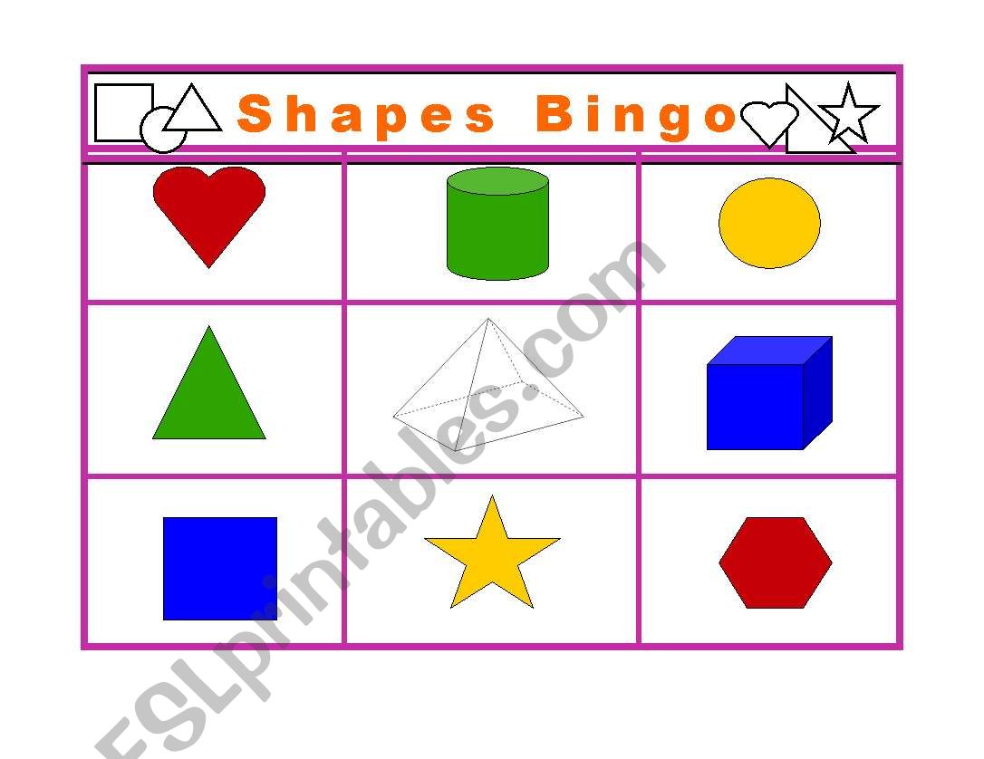 Shapes bingo worksheet