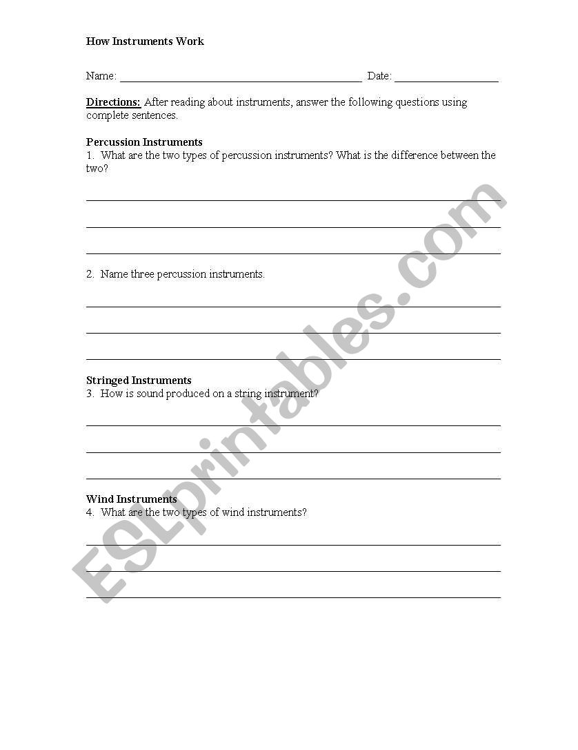 How Instruments Work worksheet