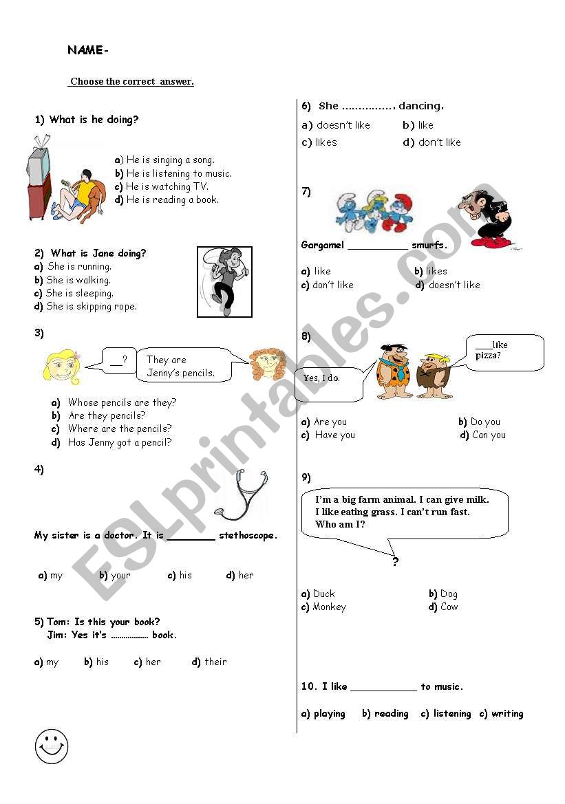 TEST FOR KIDS worksheet