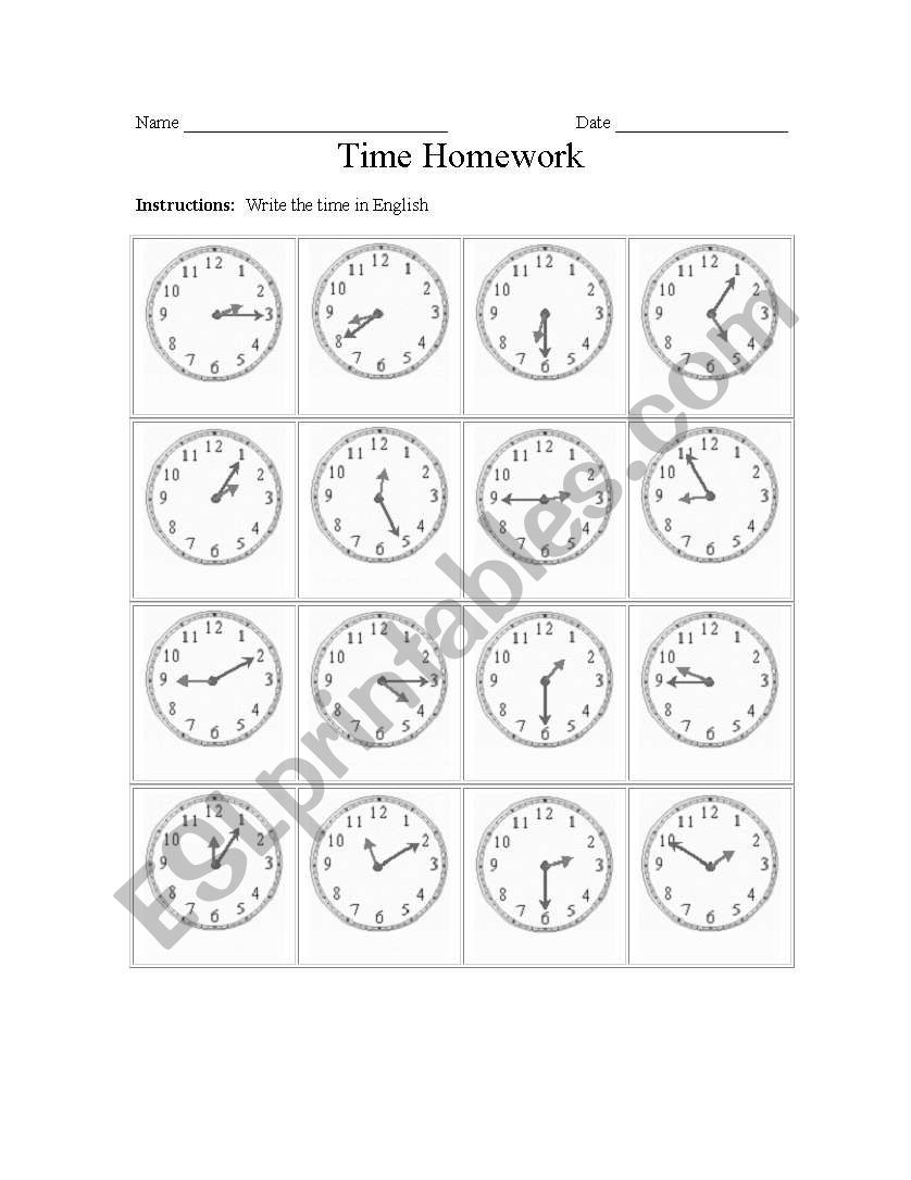 Time Worksheet worksheet