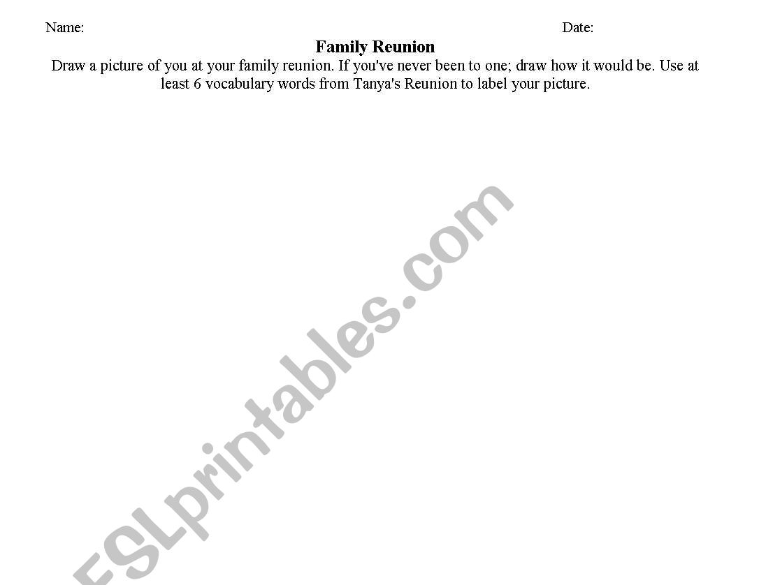 Family Reunion Draw worksheet