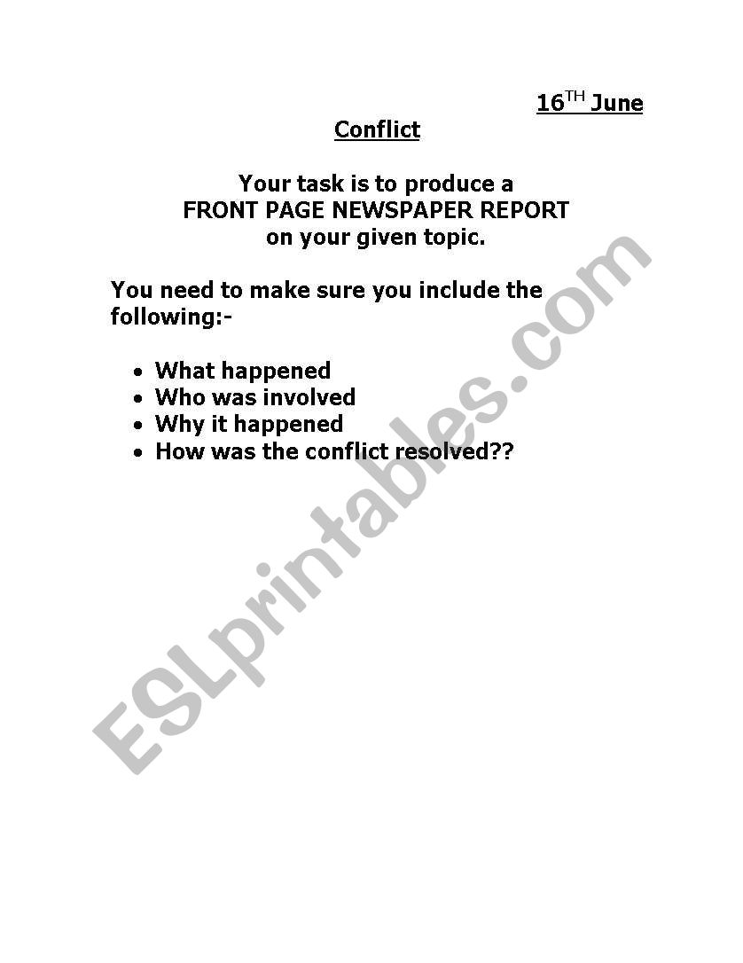 conflict worksheet