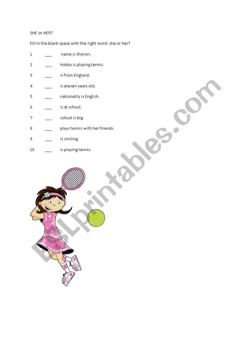 She or Her? - Word fill... worksheet