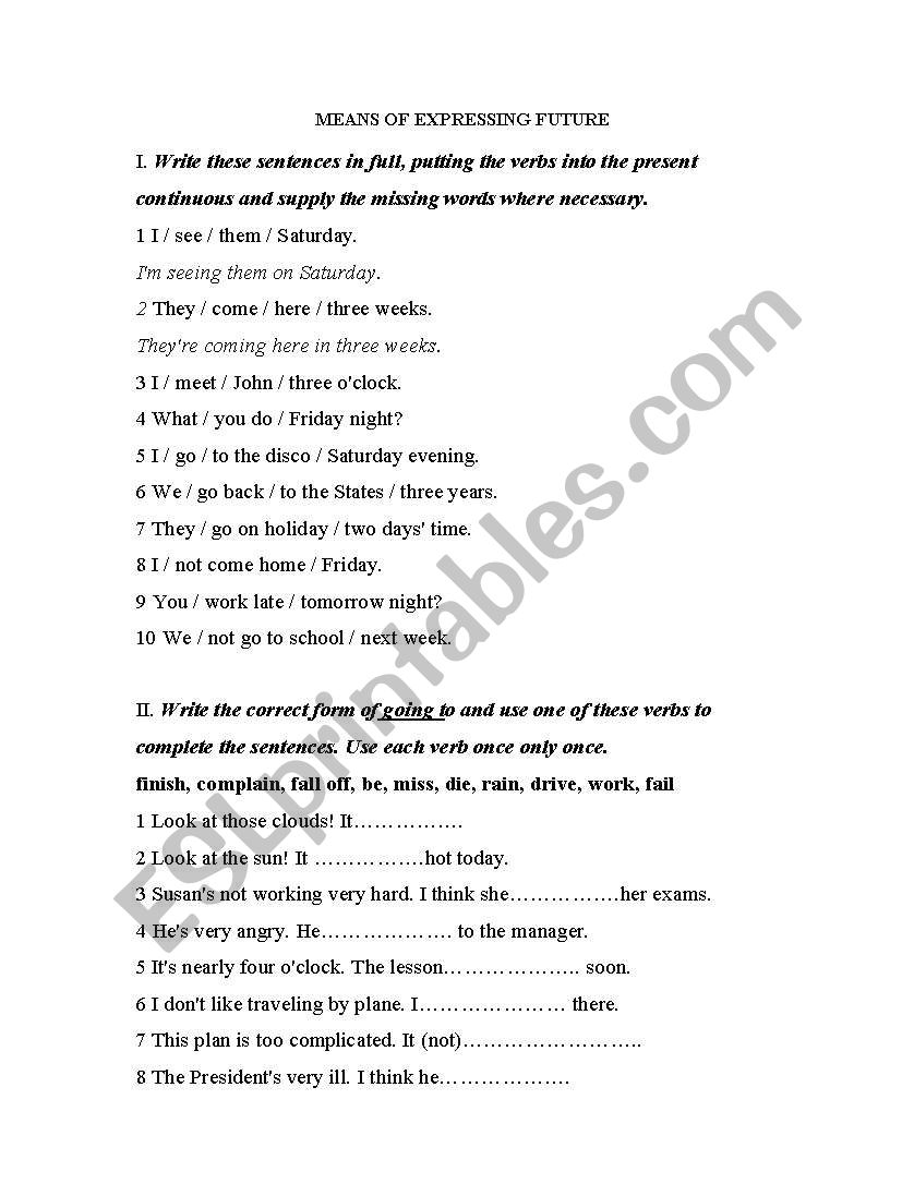 Future worksheet