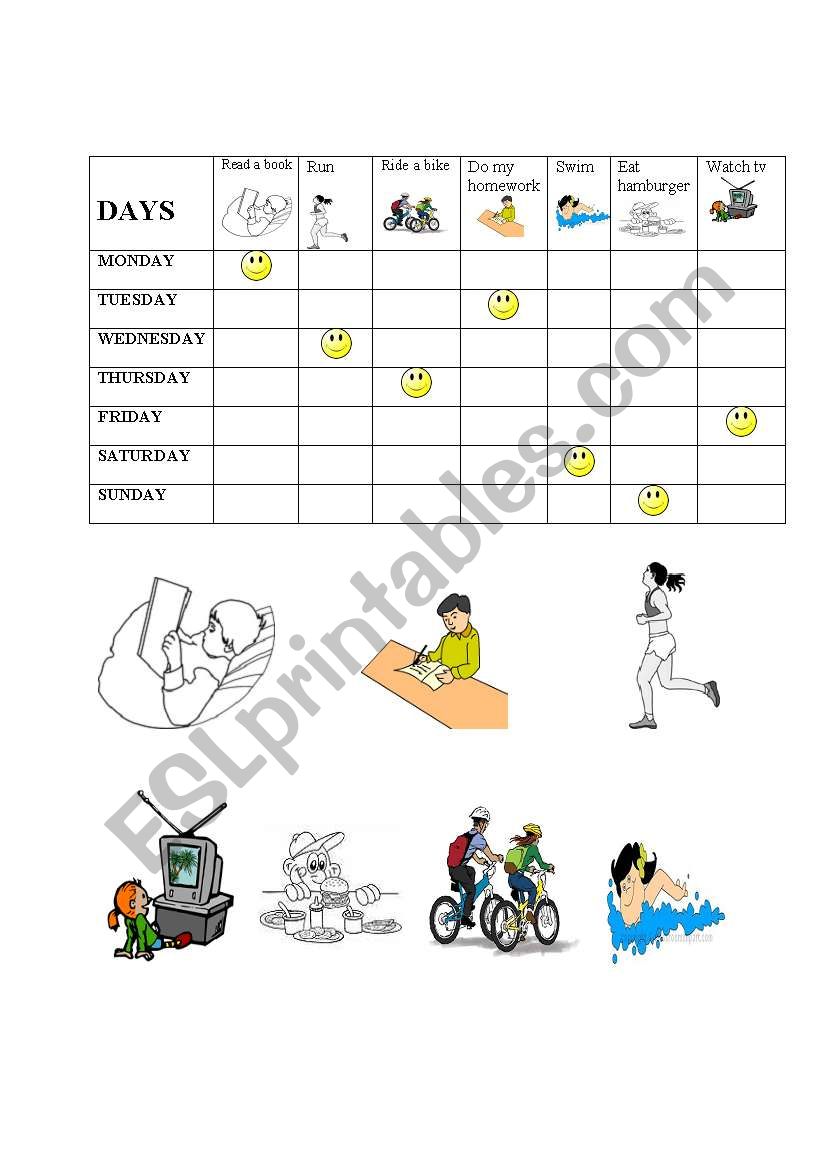 days of the week worksheet