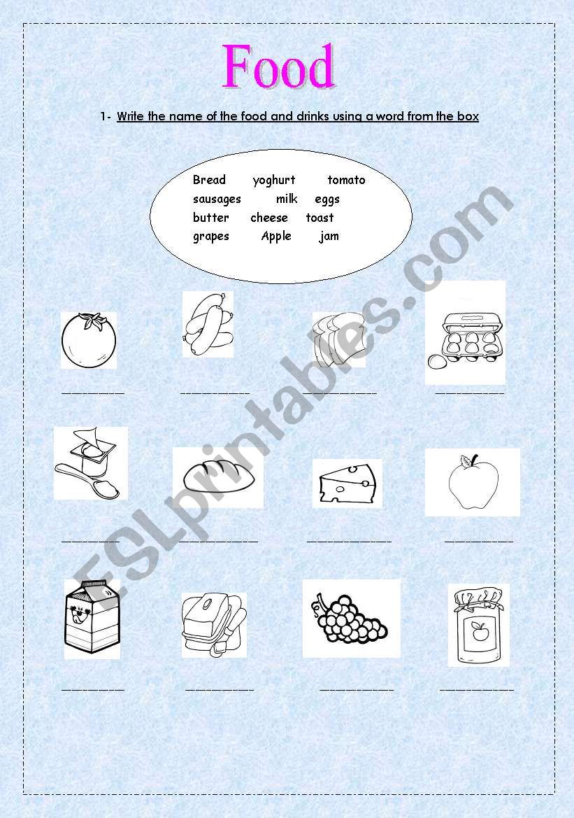 FOOD worksheet