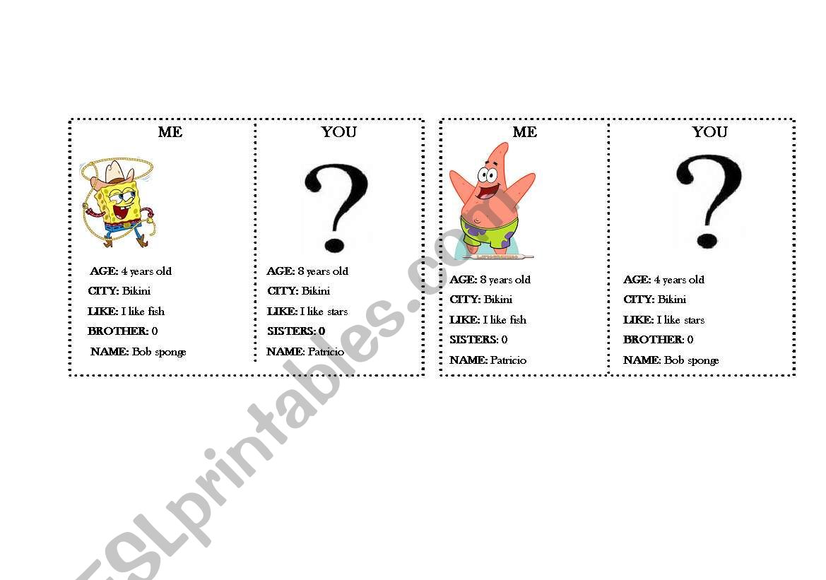 Find your partner worksheet