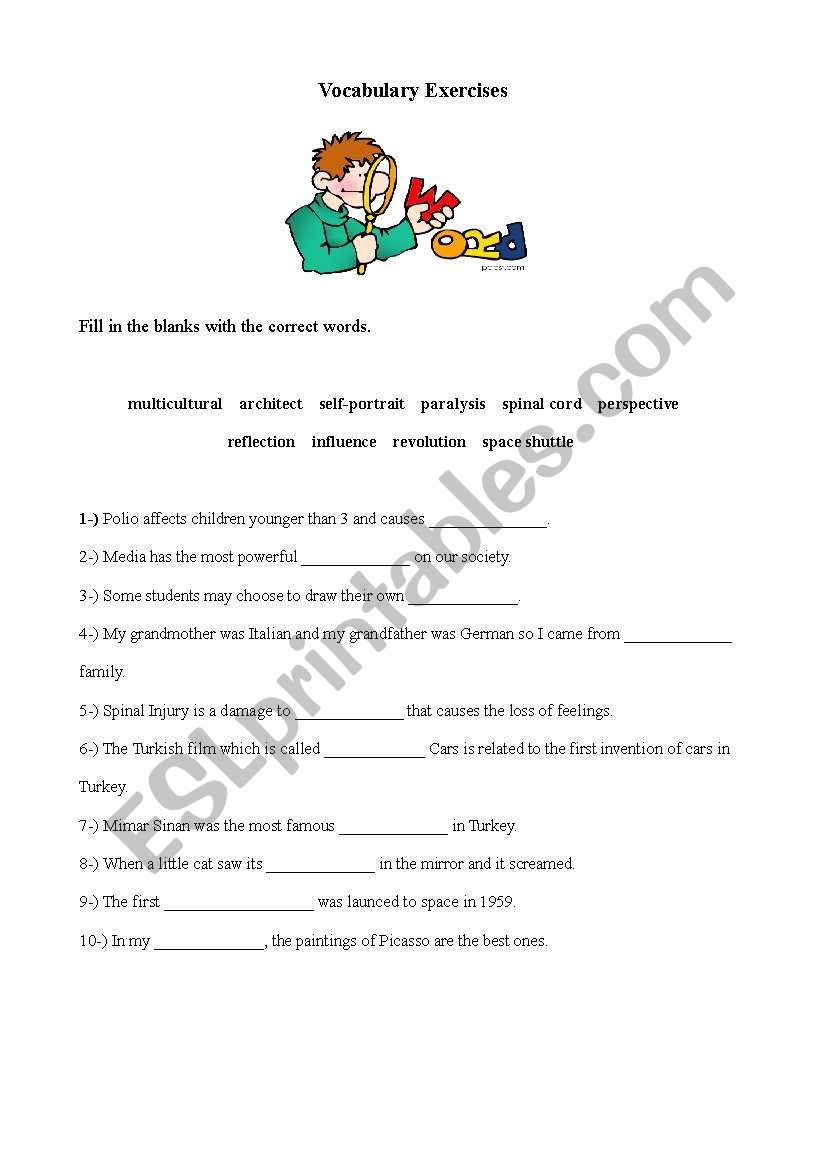 Vocabulary Exercise worksheet