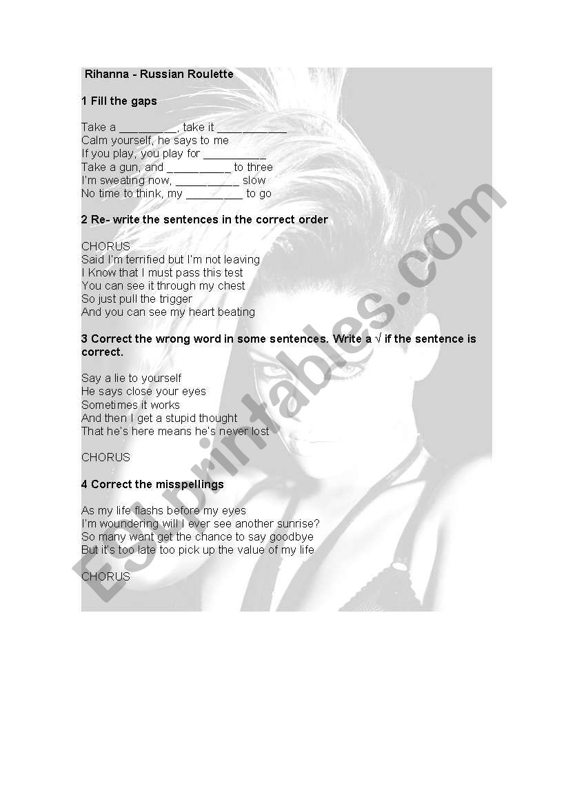 Russian Roulette - ESL worksheet by lina_therese