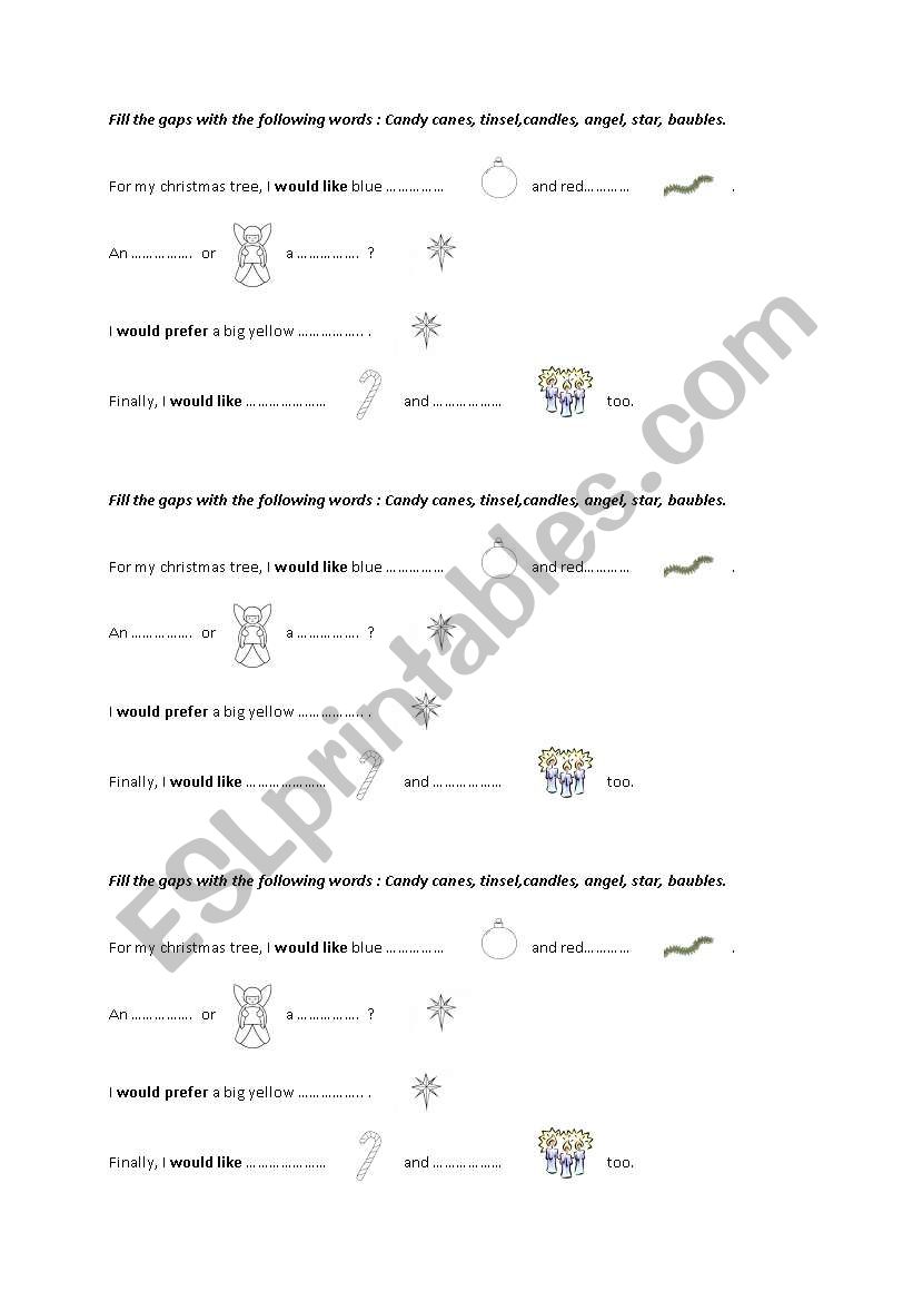 christmas tree worksheet