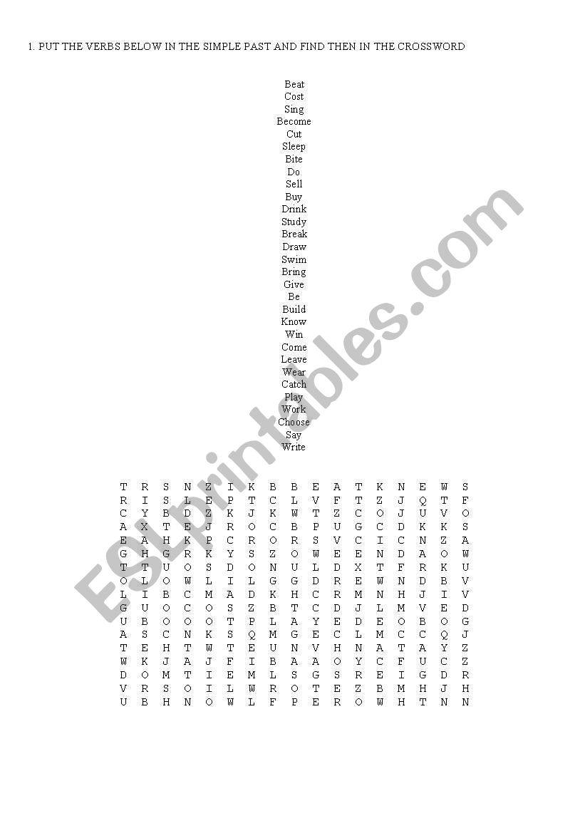 regular and irregular verbs crossword