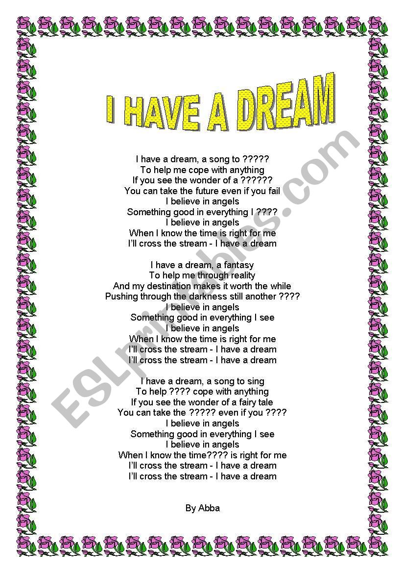 ABBA - I have a dream worksheet