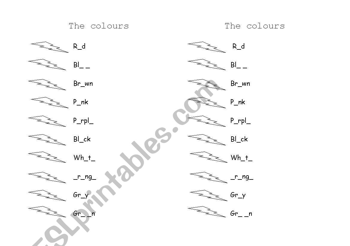 Colours worksheet