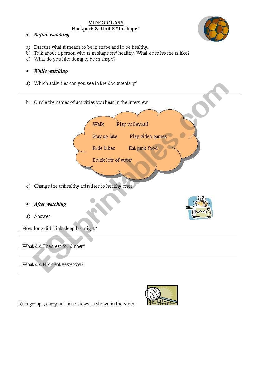 IN SHAPE! worksheet