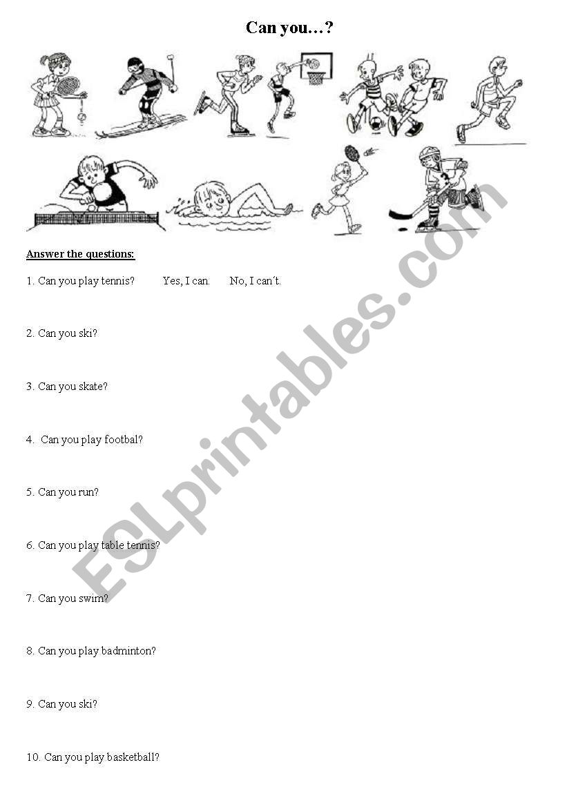 Can you...? worksheet