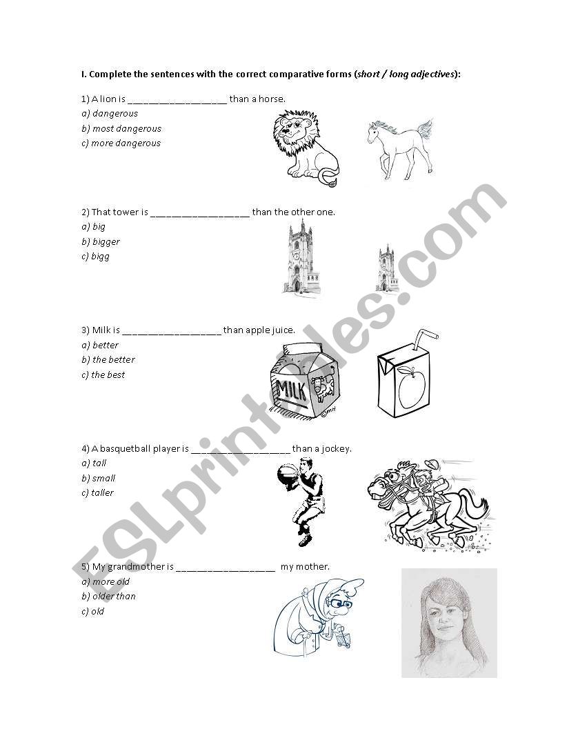 COMPARATIVES worksheet