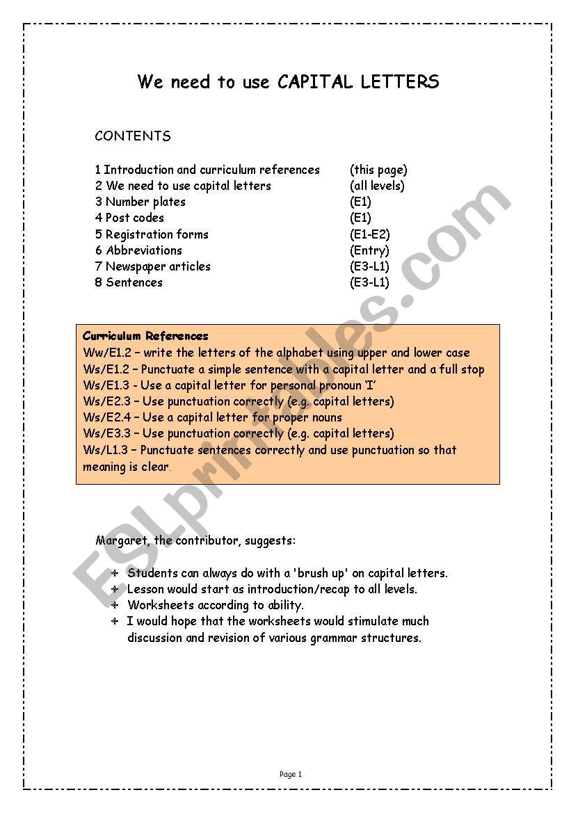 Capital Letters  worksheet