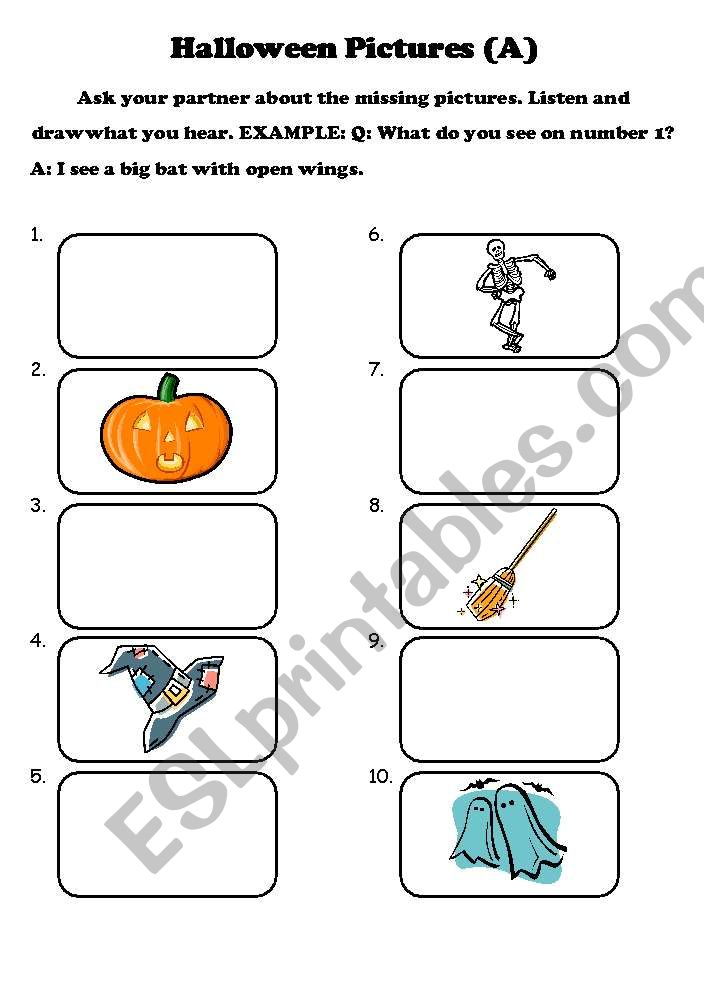 Jigsaw Speaking Activity: Halloween Pictures