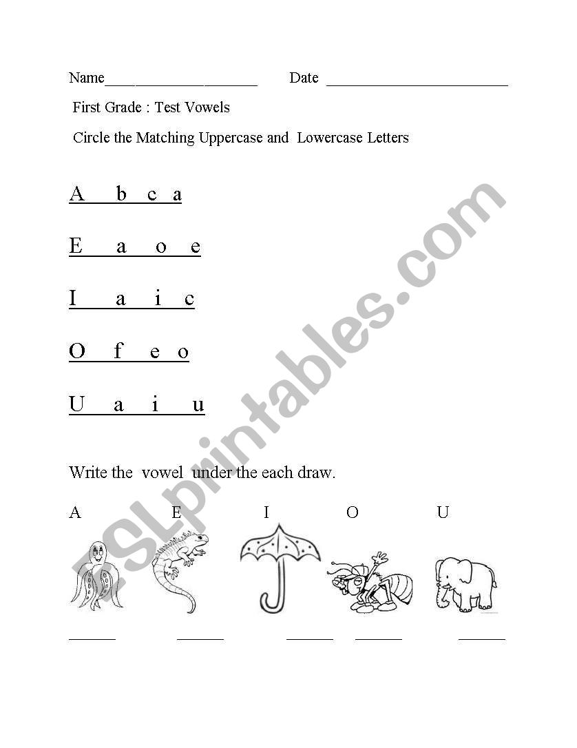 Vowels worksheet