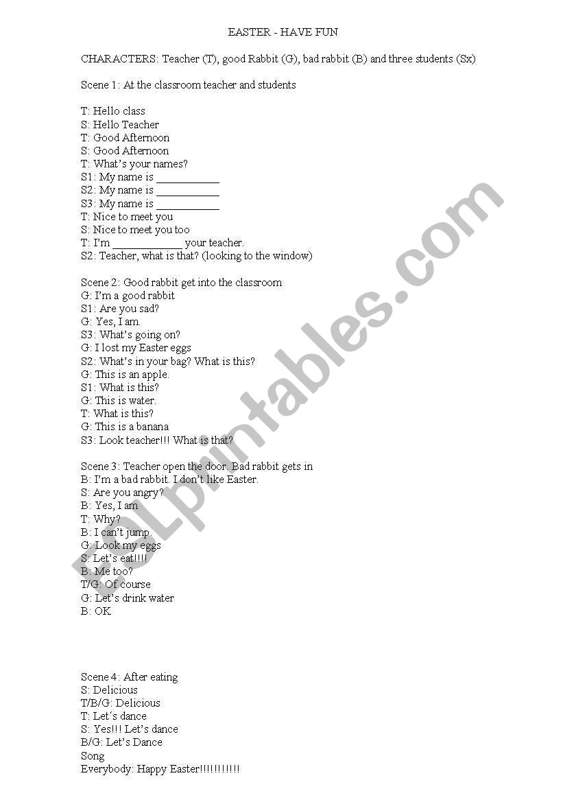 Easter Play worksheet