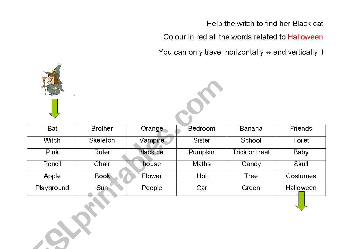  Help the witch!!! worksheet