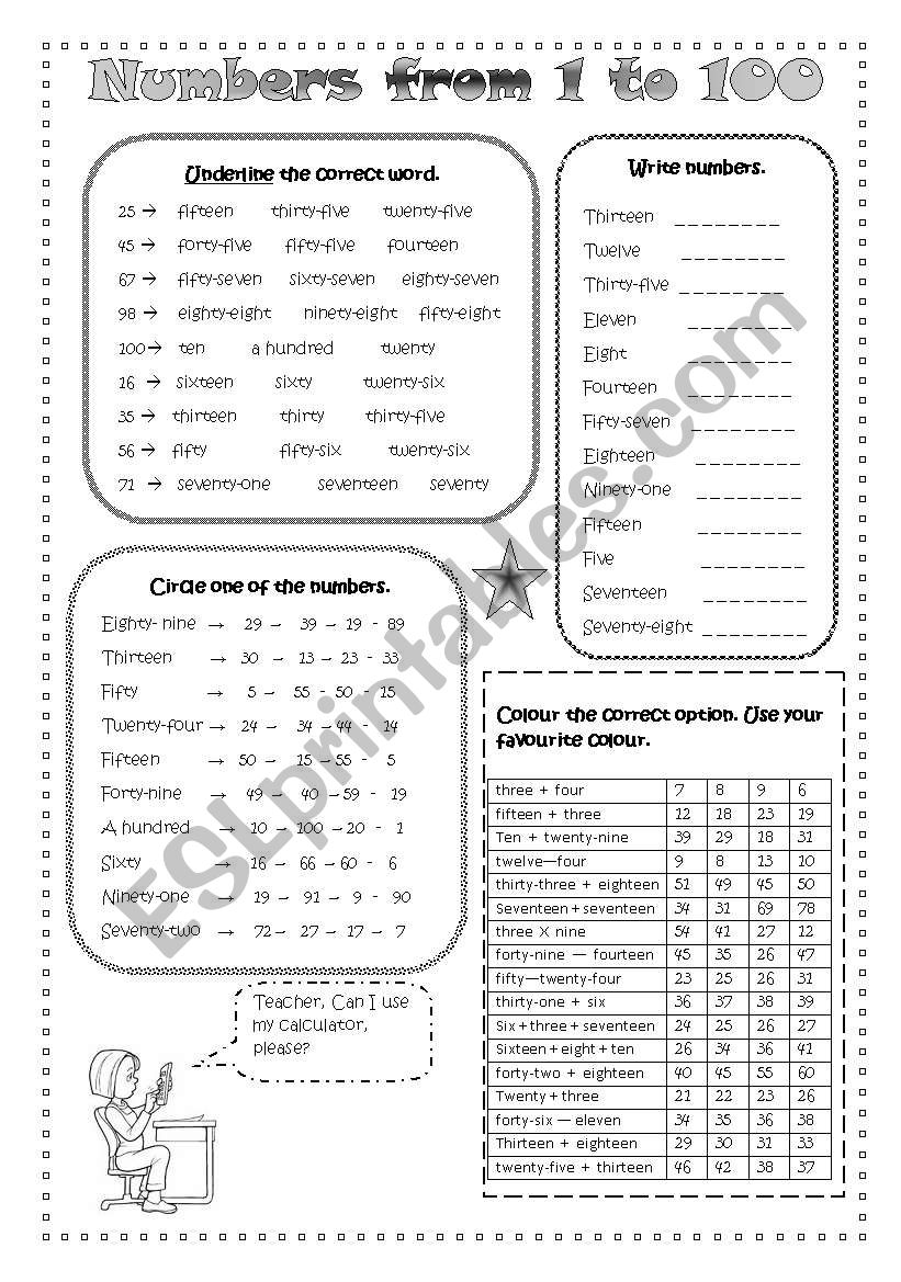 Numbers From 1 To 100 ESL Worksheet By Wwanamar
