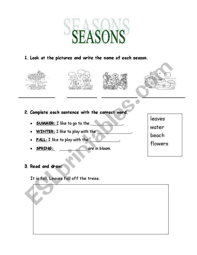 SEASONS worksheet