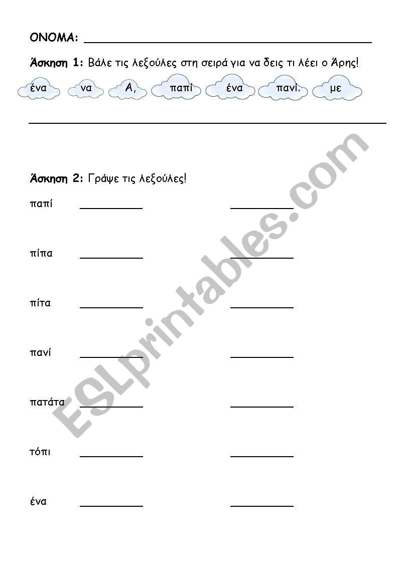 WRITE  THE  WORDS worksheet