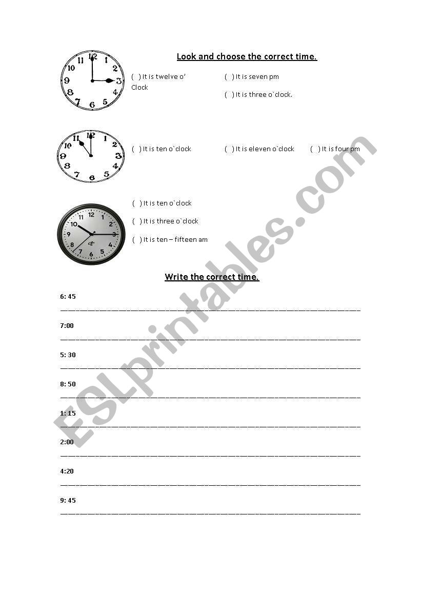 Practice about time worksheet