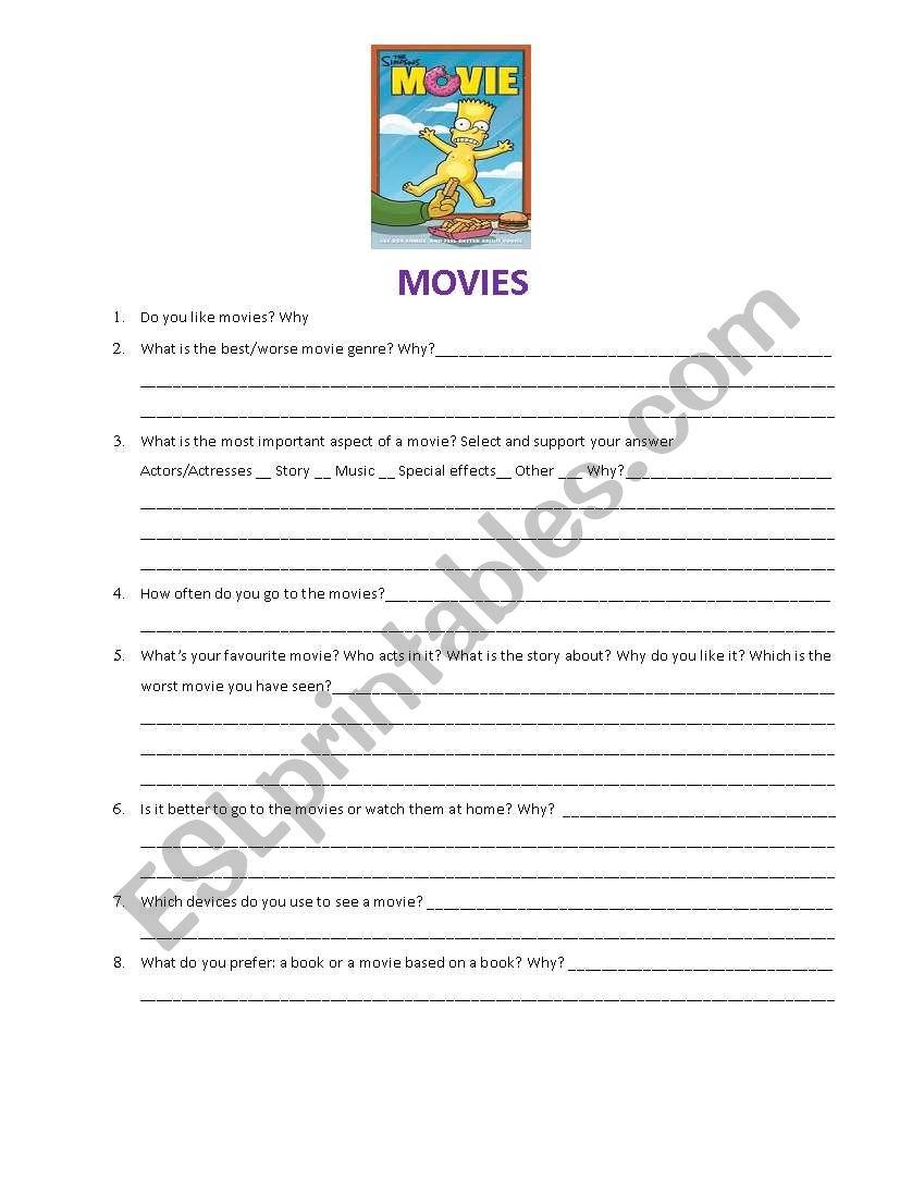 Movies worksheet