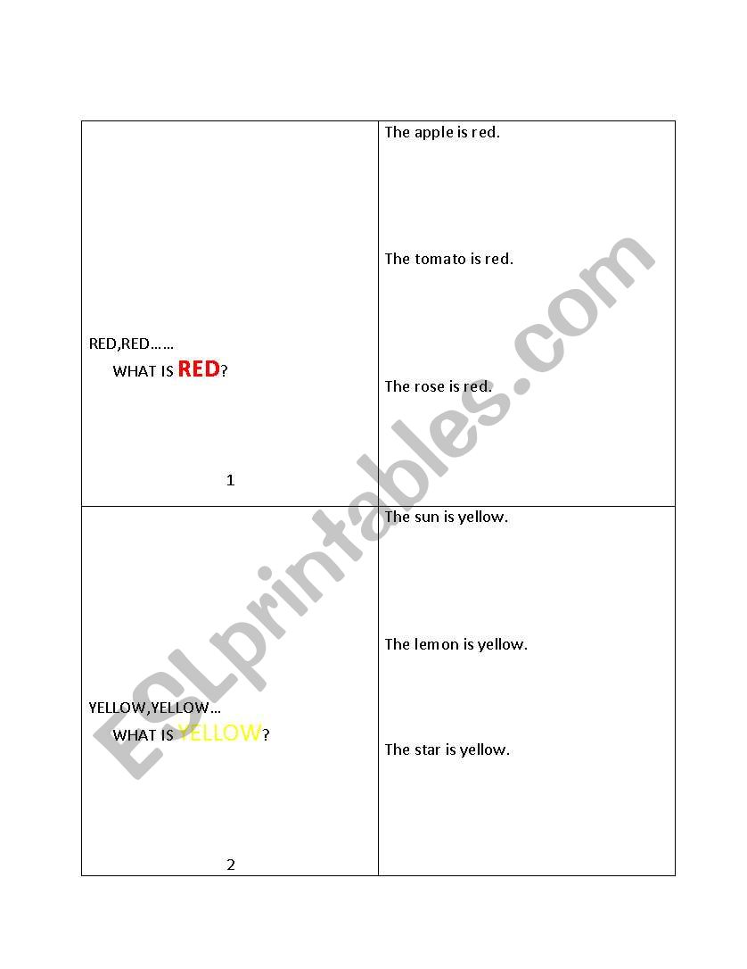 The colors book worksheet