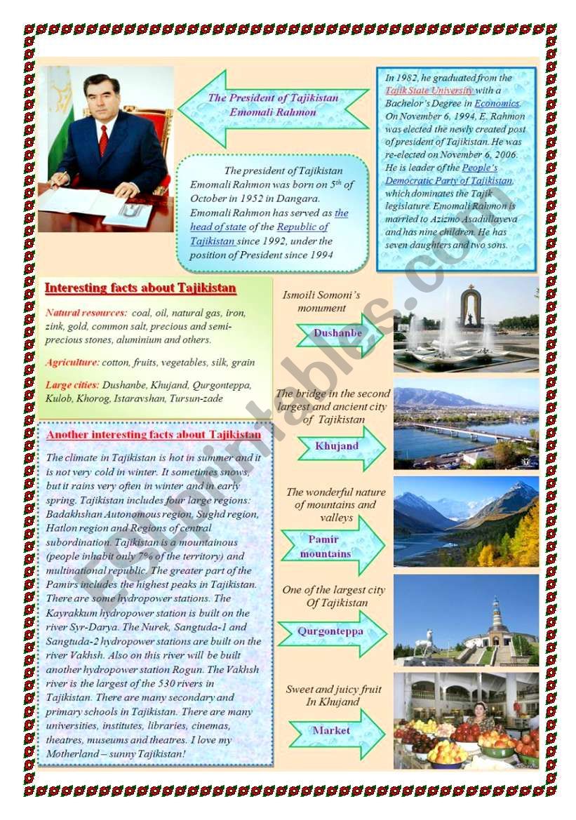 Let´s meet: Tajikistan - ESL worksheet by Nasim-1977