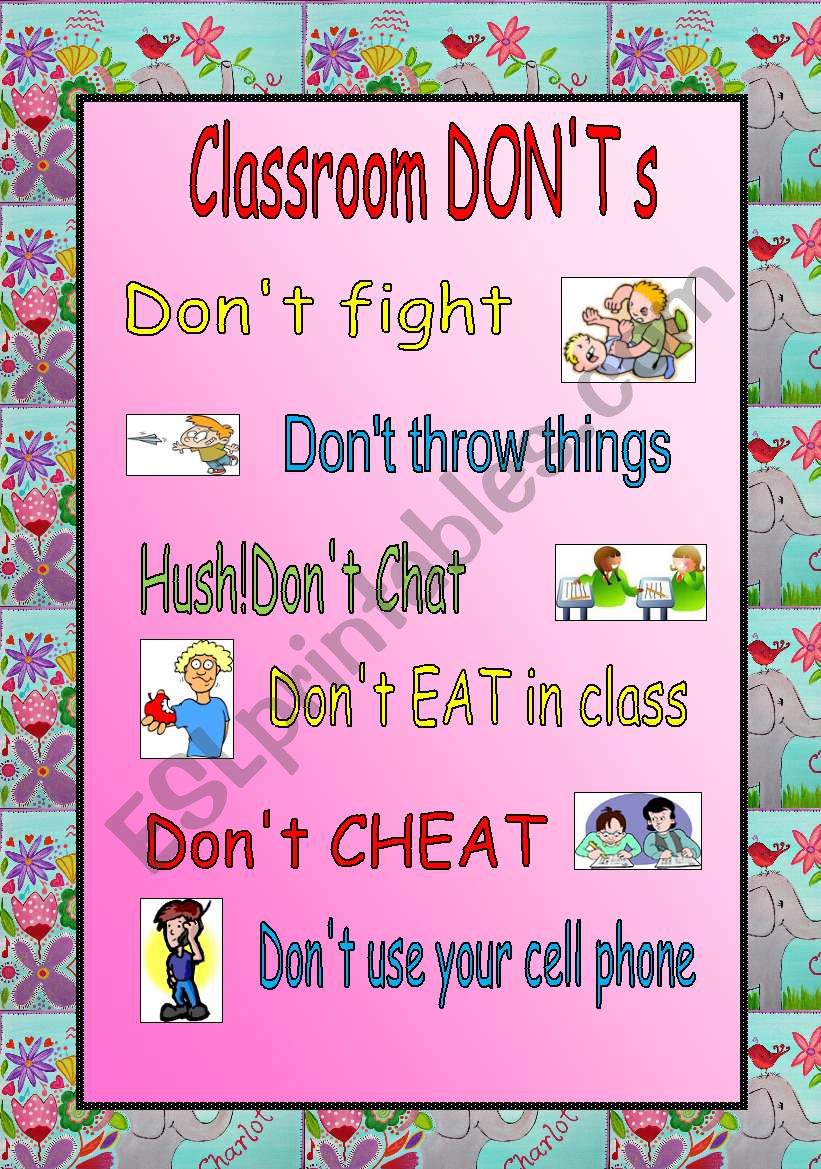 classroom-rules-don-ts-poster-esl-worksheet-by-mariethe-house